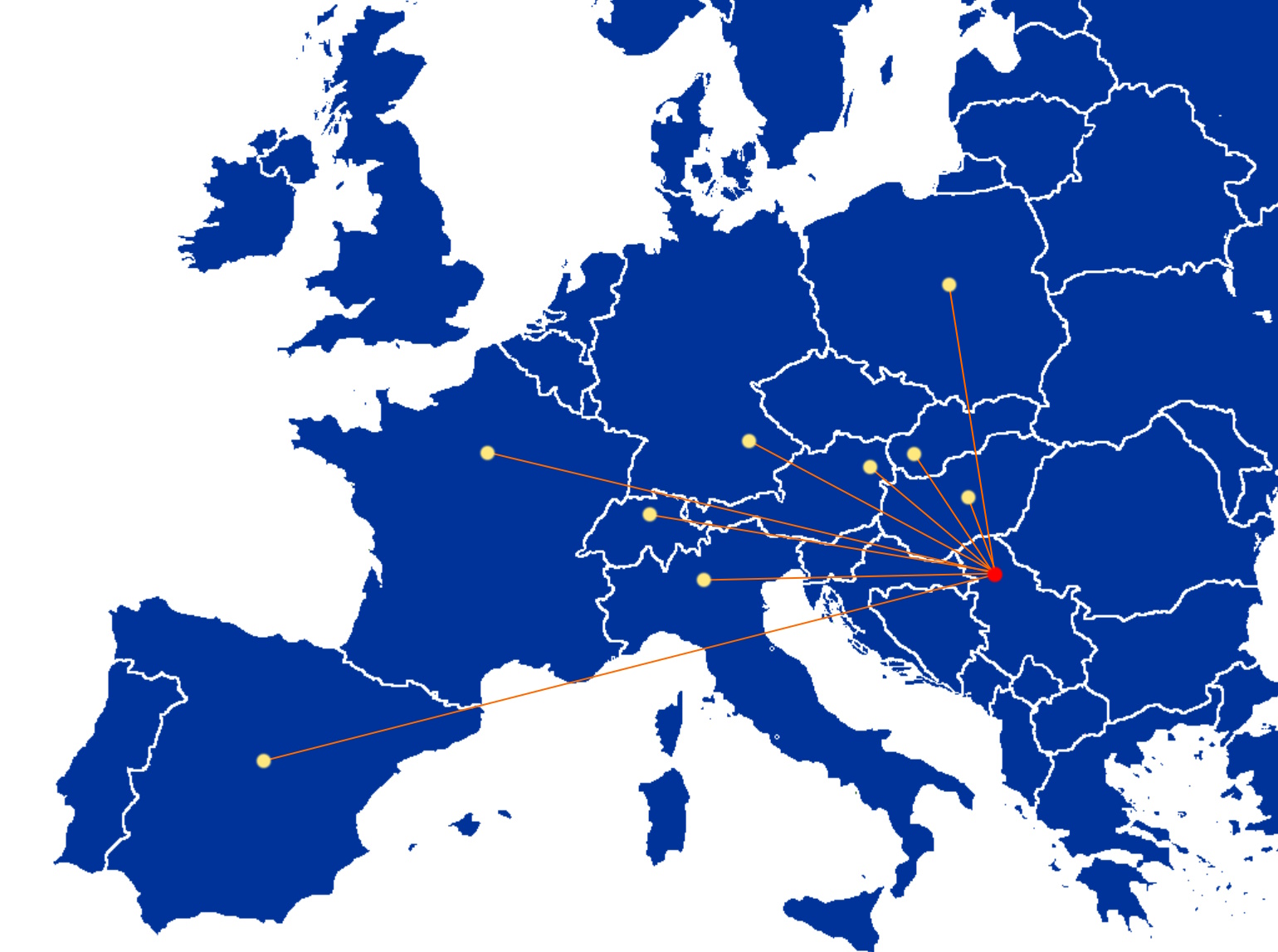 Karte der europäischen Versandgebiete